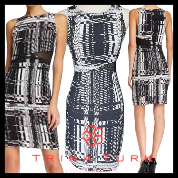 Trina Turk Dresses & Skirts - Trina Turk Black/White Mesh Cut Out Sheath Dess (4)